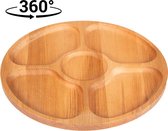 Joy Kitchen houten borrelplank rond 5 vaks | tapasplank | draaiplateau hout | tapas servies | draaischijf | ronden serveerplank | roterend | draaiplateau | houten snijplank | borre