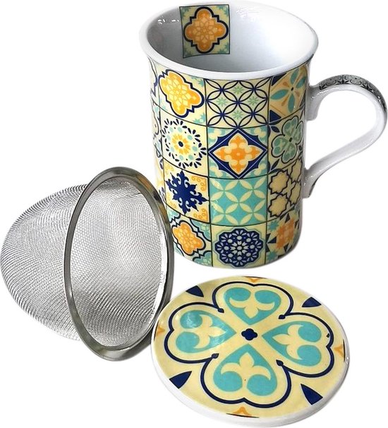 Tasse à Thee / Sachet avec filtre et couvercle pour faire du thé frais | bol
