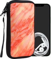 kwmobile hoesje voor smartphones XL - 6,7/6,8" - hoes van Neopreen - Marmer design - rood / donkerrood / geel - binnenmaat 17,2 x 8,4 cm