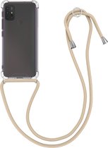 kwmobile telefoonhoesje compatibel met Motorola Moto G30 / Moto G20 / Moto G10 - Hoesje met koord - Back cover in transparant / goud