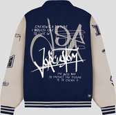 JORCUSTOM Future Varsity Jacket - Navy/Sand - Volwassenen - Maat M