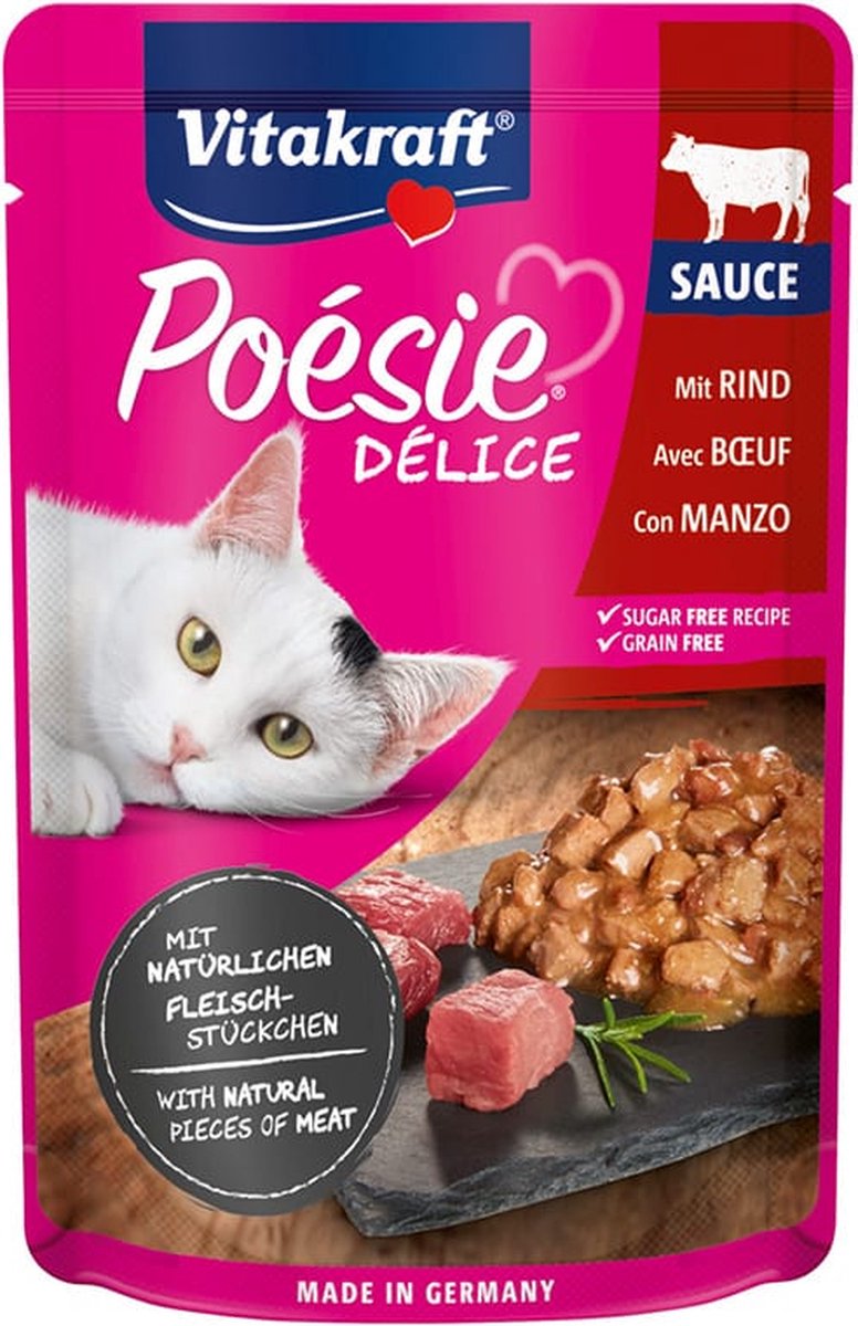 Vitakraft Vitakraft Poesie Deli Sauce Pouch 85 g - Kattenvoer - 23 x Rund