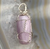 Edelsteen Hanger - Mini - Handgemaakt - Kunziet - Kunzite - Zilver - Silver - Crystal necklace