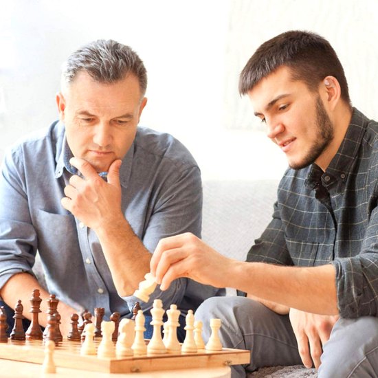 Thumbnail van een extra afbeelding van het spel No Peak 3 in 1 schaakbord - Schaakspel - Dammen - Backgammon - 3 in 1 schaakset
