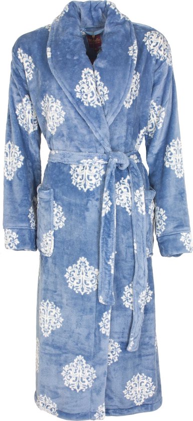 Medaillon Dames Badjas - Coral Fleece - Licht Blauw - Maat XXL