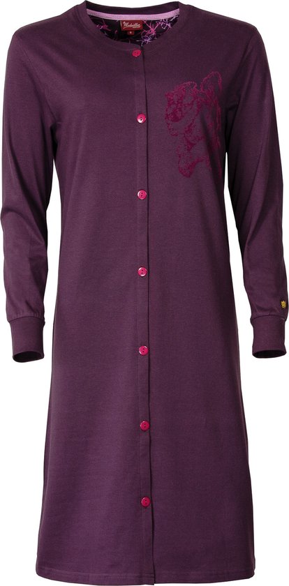 Chemise de nuit boutonnée pour dames Medallion violet foncé MENGD2602A Tailles: S