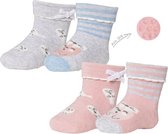 iN ControL 4pack antislip baby socks pink/grey