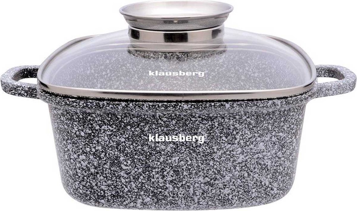 Klausberg 7529 - Braadpan - kookpan - 22 cm - 37 L - marmeren coating - aroma dop
