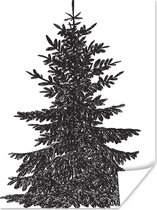 Une illustration noir et blanc d'un poster de pin 30x40 cm - petit - Tirage photo sur Poster (décoration murale salon / chambre)