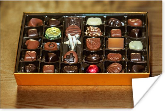 Affiche - Une boîte pleine de chocolats belges - 30x20 cm