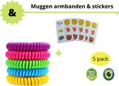 Daily Essentialz - 5x Anti Muggen Armband - 6x Anti Muggen Stickers -  Muggenbandje - Muggenvanger - Geen Muggenspray