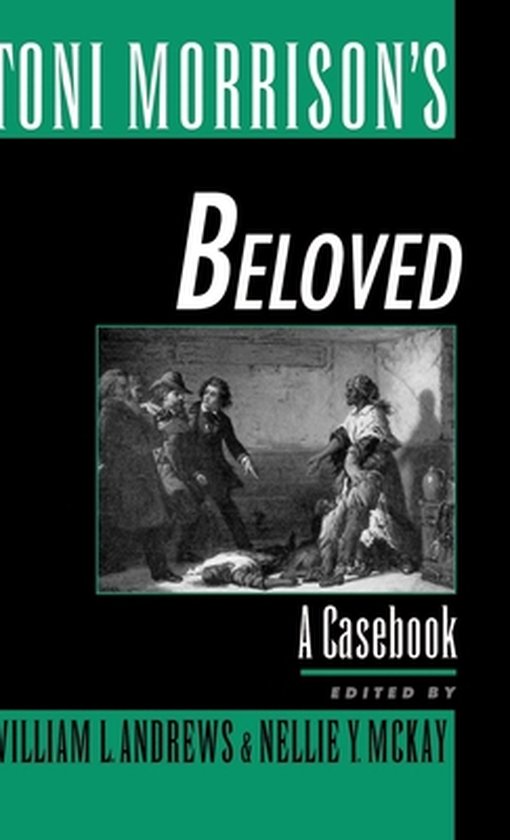 Couverture du livre 'Beloved: A Casebook' de Toni Morrison, avec une illustration de personnes dans une pièce.