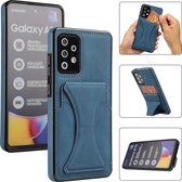 Samsung Galaxy A51 Lederen Hoesje | Back Cover Telefoonhoesje | Pasjeshouder | Blauw
