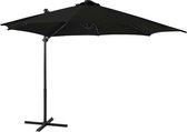 vidaXL Zweefparasol met paal en LED-verlichting 300 cm zwart