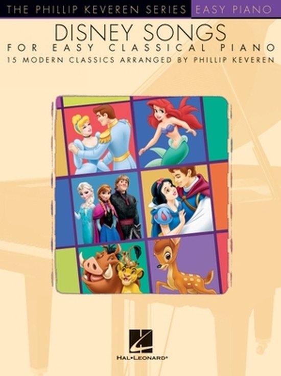 Livre "Disney Songs for Easy Classical Piano" avec des images de personnages Disney.
