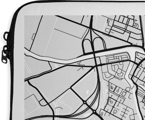 Laptophoes 14 inch - Stadskaart - Purmerend - Nederland - Laptop sleeve - Binnenmaat 33x23 cm - Zwarte achterkant