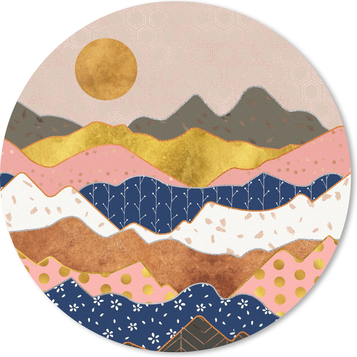 Muismat rond 30x30 cm - Mousepad Patronen - Goud - Pastel - Ronde muismatten