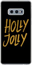 Geschikt voor Samsung Galaxy S10e hoesje - Kerstmis - Goud - Quotes - Spreuken - Holly jolly - Siliconen Telefoonhoesje