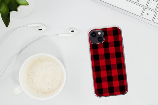 Coque iPhone 13 mini - Plaid - Zwart - Rouge - Coque de téléphone en Siliconen