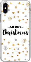 Geschikt voor iPhone Xs Max hoesje - Merry Christmas - Kerst - Goud - Quotes - Spreuken - Siliconen Telefoonhoesje