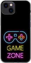 Geschikt voor iPhone 13 mini hoesje - Controller - Game - Neon - Zwart - Quotes - Game zone - Siliconen Telefoonhoesje