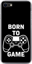 iPhone 8 hoesje - Gamen - Quotes - Controller - Born to game - Zwart - Wit - Siliconen Telefoonhoesje