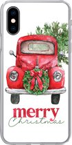 Geschikt voor iPhone X hoesje - Kerst - Auto - Spreuken - Quotes - Merry Christmas - Siliconen Telefoonhoesje