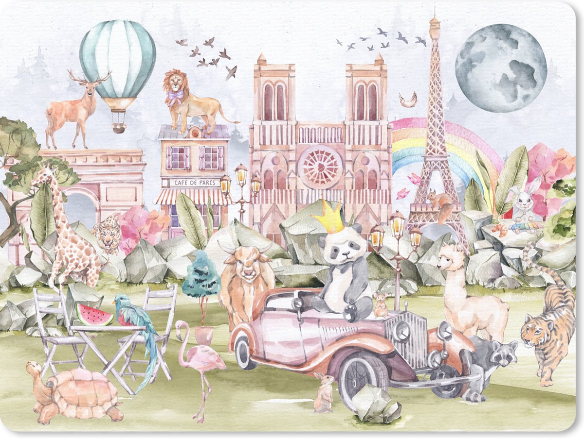 Muismat - Mousepad - Parijs - Regenboog - Kinderen - 23x19 cm