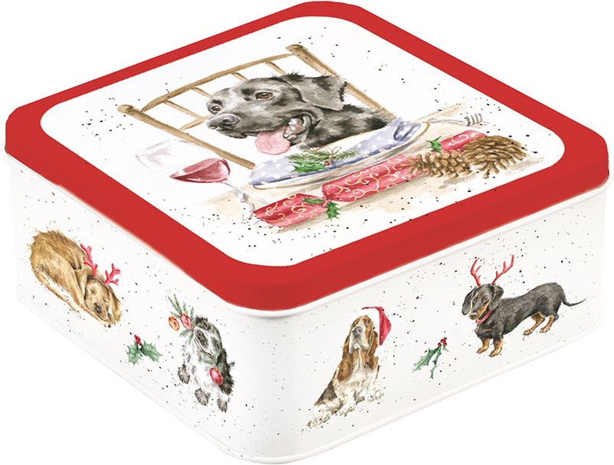 Wrendale - Kerst Tinnen Doos - Koekjestrommel - Honden