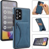Samsung Galaxy A72 Lederen Hoesje | Back Cover Telefoonhoesje | Pasjeshouder | Blauw