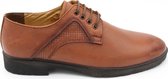 Veterschoenen- Casual herenschoenen 1187- Leather- - Cognac 44