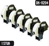 DULA - Brother Compatible DK-11204 voorgestanst multi purpose label - Papier - Zwart op Wit - 17 x 54 mm - 400 Etiketten per rol - 5 Rollen