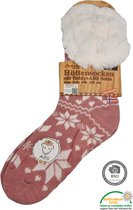 Antonio Huissokken - Hartjes en Sneeuwvlokken - Roze - Dames - Antislip ABS - One Size (35-42) - Hüttensocken - Warme Sokken - Warme Huissok - Sloffen