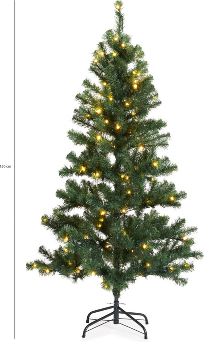 Lifa Living - Kunstkerstboom - Met Verlichting - 130 LED Lampjes - 150 cm - Aanloopsnoer 5 meter - Groen