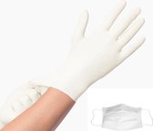 Comfort - 100 stuks - Small - Latex - Wegwerp - Gepoederde- Handschoenen - Wegwerphandschoenen + 50 witte 3 laags niet medische mondkapjes