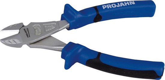 PROJAHN zware zijkniptang 180 mm, metaalkleur met blauwe handvatten