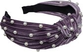 Jessidress® Luxe Diadeem Chique Dames Haar Diadeem van velours met vaste knot Velvet Haarband - Paars