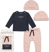 Noppies Cadeauset (3delig) Broek, mutsje Peach met stip en Shirt Charcoal - Maat 50