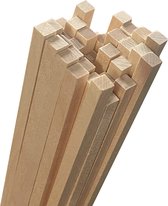 Set van 200 houten stokken (vierkant, 3.5x3.5 mm, 28 cm lang, berkenhout)