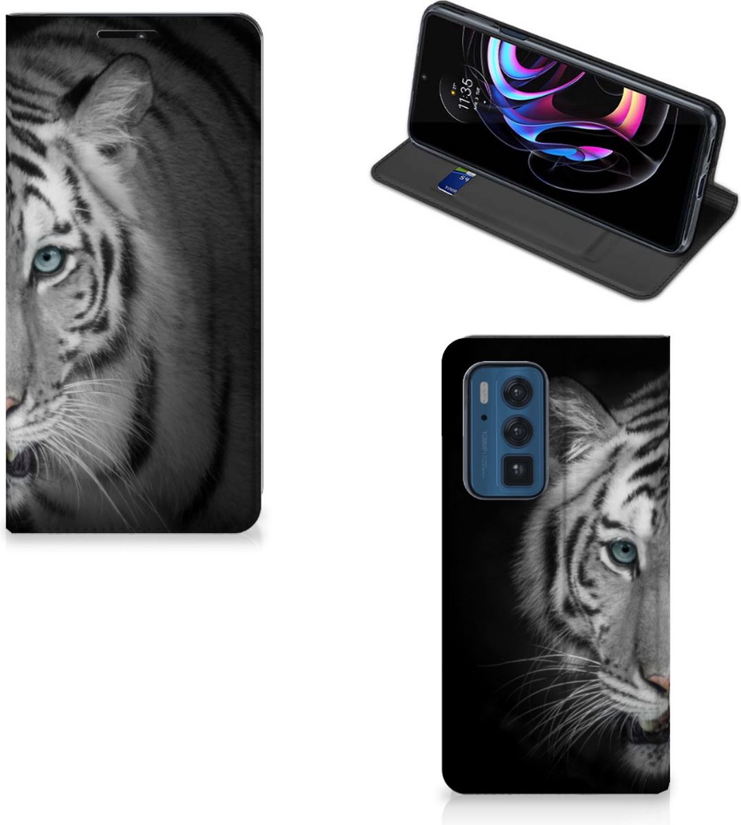 Standcase Hoesje voor Motorola Edge 20 Pro Hoesje maken Tijger