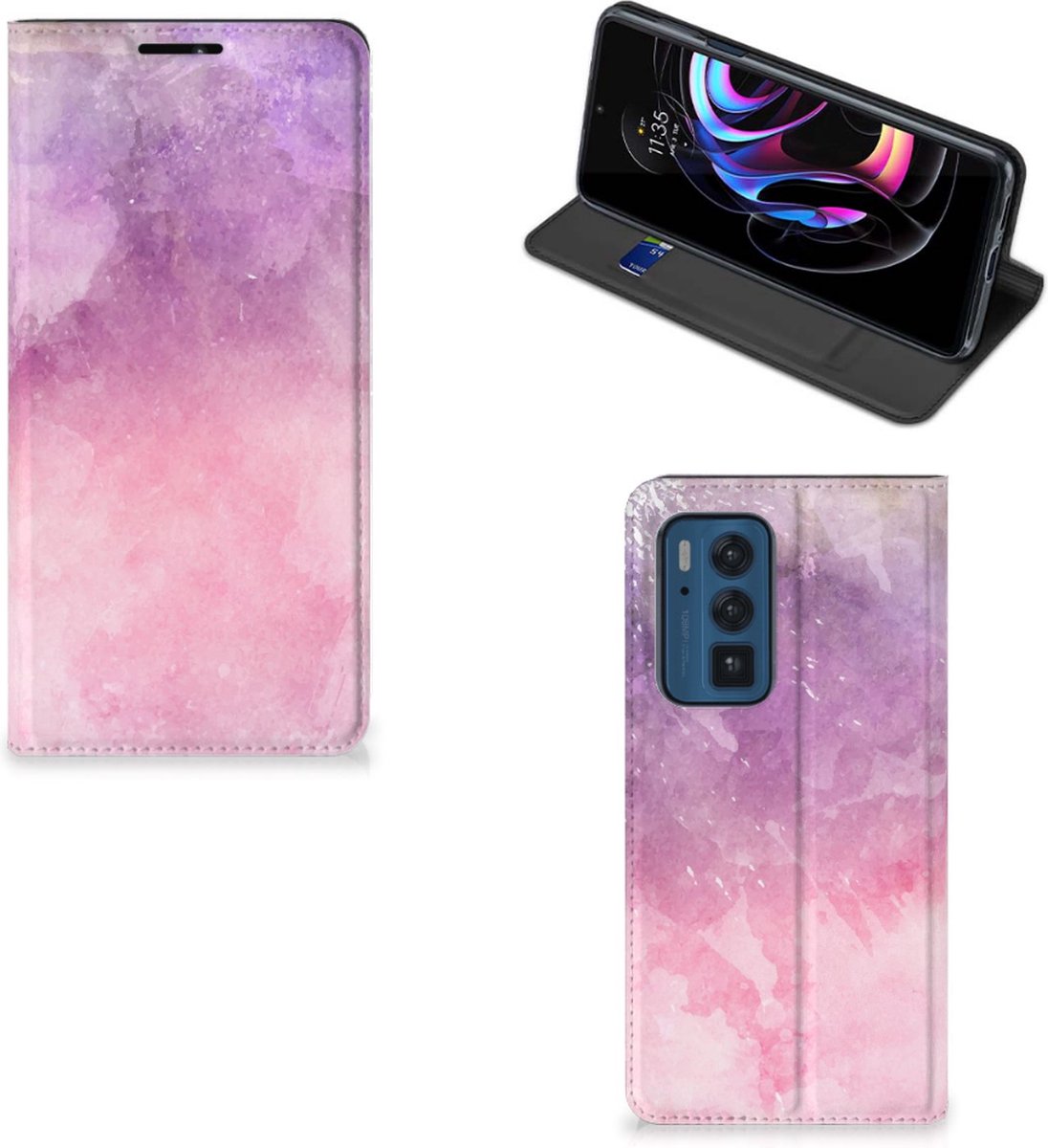 Bookcase Motorola Edge 20 Pro Pink Purple Paint