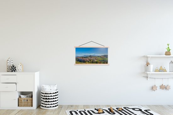 Posterhanger incl. Poster 60x30 cm - Schoolplaat - Toscane - Italië - Zon - Textielposter - Blanke latten
