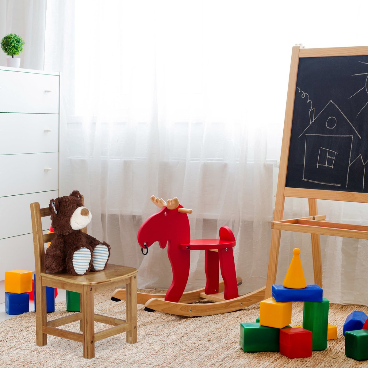 kinderstoel bamboe - voor peuter - zithoogte 26,5 cm - kinderkamer thumbnail 5