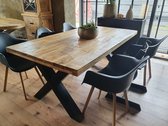 Eettafel 180x100 met x poot 76cm hoog