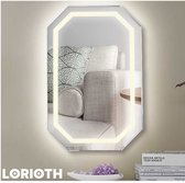 LORIOTH® Spiegelkast LED - Spiegel met LED verlichting - Badkamerkast met Verlichting - Spiegel met Verlichting - Badkamerkast met Spiegel - Make-Up Spiegel - Sieraden Opbergen - Z