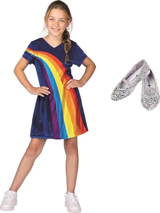 K3 jurkje regenboog - nieuw blauw + schoentjes - 6-8 jaar - mt 31