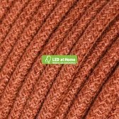 LEDatHOME – 3 aderige - Ronde elektrische kabel bedekt met Plain Orange Clay Jute – 5 meter | Van buiten SCHITTEREND, van binnen SUBLIEM!