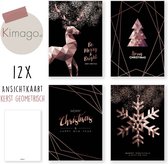 Kerstkaarten - kaartenset - ansichtkaarten - Kerst Geometrisch - 12 stuks - wenskaarten - Kimago.nl