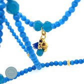 Pat's Jewels Ketting - Ketting dames - kralen ketting - edelsteen - blauw - goldfilled