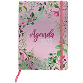 Agenda | Jaaragenda 2022 | Roze Jaaragenda met bloemmotief | Diary 2022 | Jaaragenda roze 14,5 x 20,6 cm